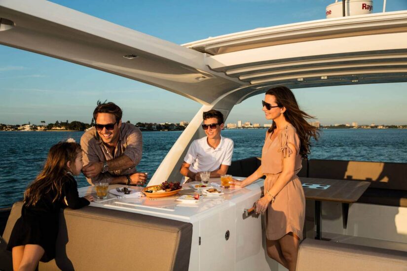 family on a prestige yacht 