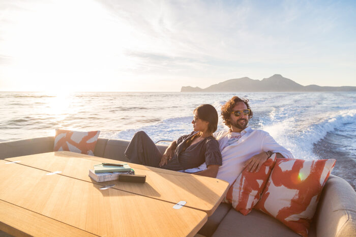 princess yachts lifestyle: couple relaxing on yacht